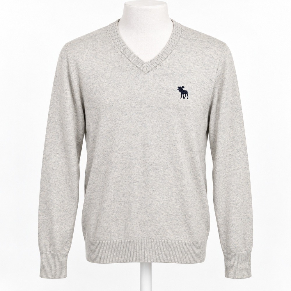 Y2K Abercrombie & Fitch Mens V Neck Muscle Fit Wool Cashmere Sweater XXL Gray